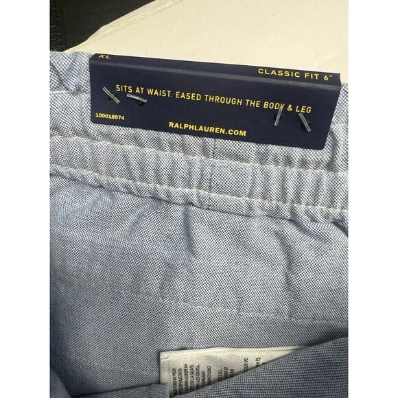 POLO RALPH LAUREN 6-Inch Polo Prepster Oxford Shorts Blue Size XL Flamingo